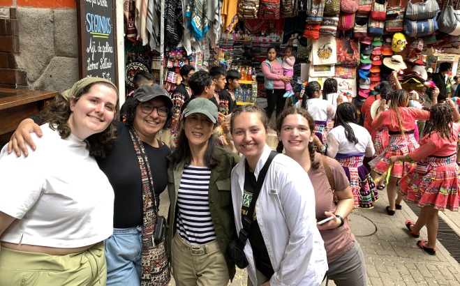 GIS Peru study abroad group in a marketplace