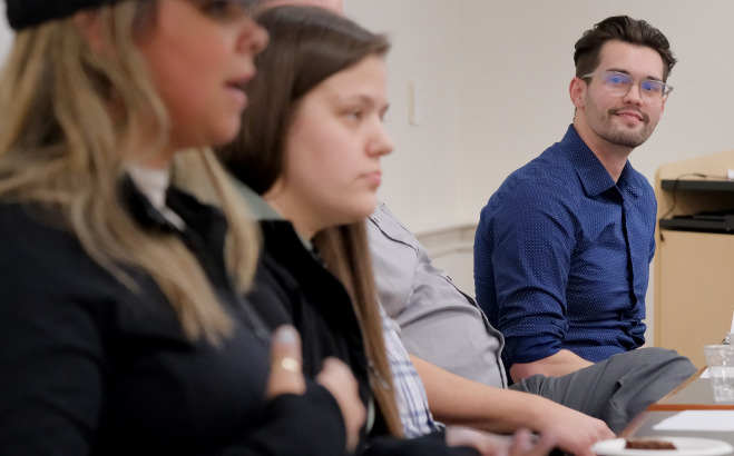 alumni of math at panel discussing their careers
