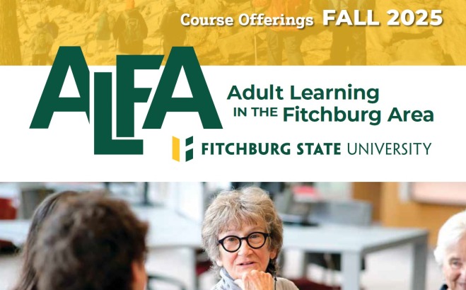 Front cover of ALFA brochure with elderly students