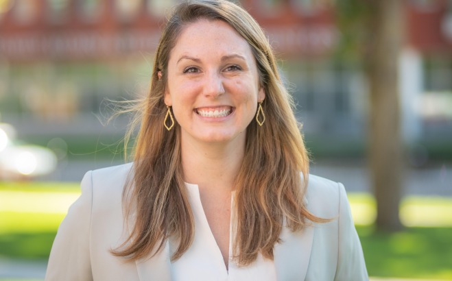 Emily Stark Director Disability Services outside. 