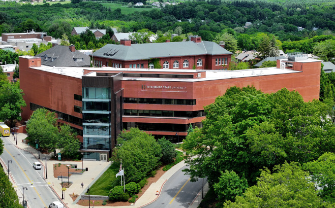 Drone view of Hammond Hall taken June 2025