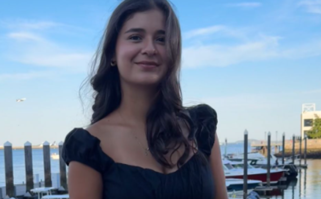 Isabela Palacios ACT tutor outside in fall.