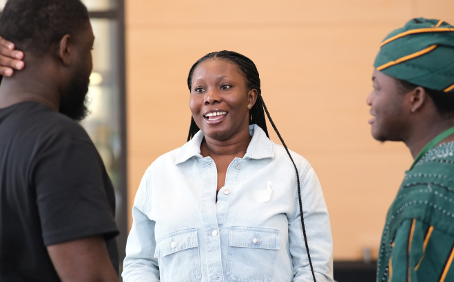 African international students at orientation.