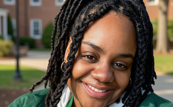 Sophia Mahone headshot outside on campus UBMS.
