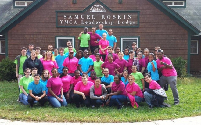 Students outside of the Samuel Roskin YMCA Leadership Lounge