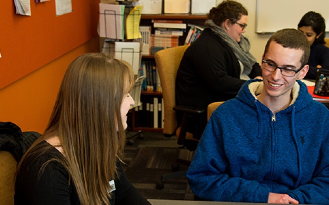 Student at the advising center