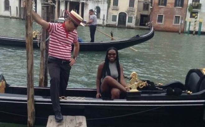 Elizabeth Pauleus on a gondola ride in Italy