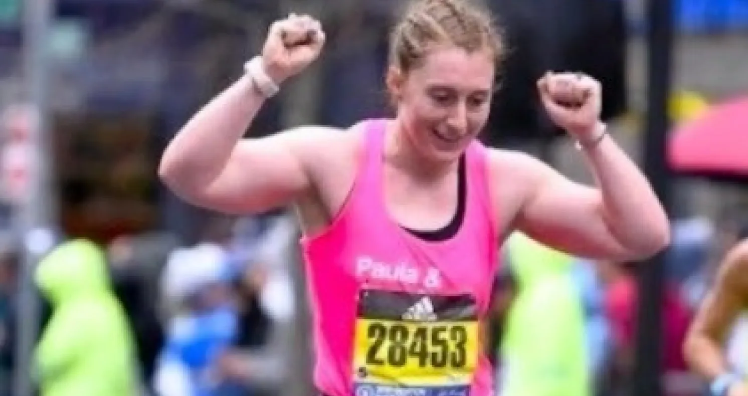 Kacey Morin running the marathon.