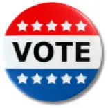 Vote button with red, white, blue