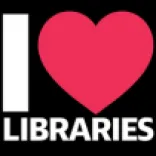 Bold text on black background stating I <3 LIBRARIES with the words in white the heart in red.