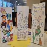 Finals goody bags decorated by library student employees