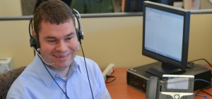 Portrait of Tim Vernon '06 working at Eversource