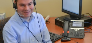 Portrait of Tim Vernon '06 working at Eversource