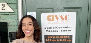 Alumna Tess DiBurgo pictured at job site