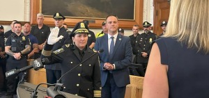Maria LaVita being sworn in as the chief of police in Revere