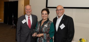 Alumni Service Award winner Jim Walsh with President Donna Hodge