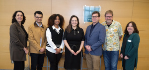 Math students with faculty and President Hodge before Board meeting