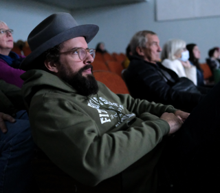 Photo of alumnus Graham Suorsa '02 at film screening