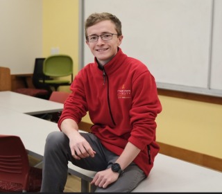 Student Cameron Davis in Percival classroom