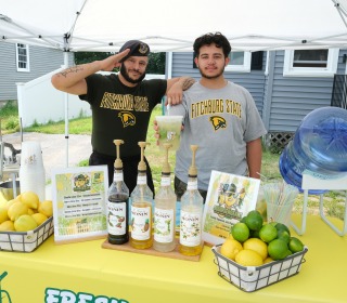 Fitchburg State student and veteran running the Sour Sergeant lemonade stand.
