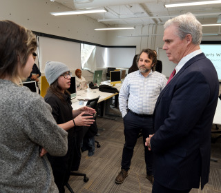 District attorney Joseph Early visits Kyle Moody's class