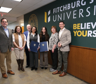 Moot Court students at Nationals with Cronin, Hodge and Kushmerek