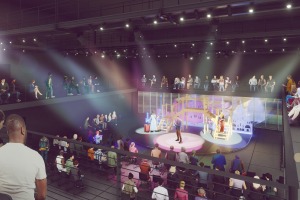 Rendering of black box theater to be built in downtown performing arts center