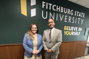 President Hodge and Trustee Shane Rodriguez in Sanders Administration Building