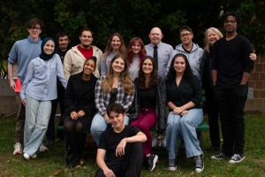 Photo of the cast and crew of Stop Kiss, photo by student photographer Katharine Nizwantowski