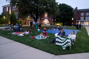 People gather on the quad for the Summer Series events