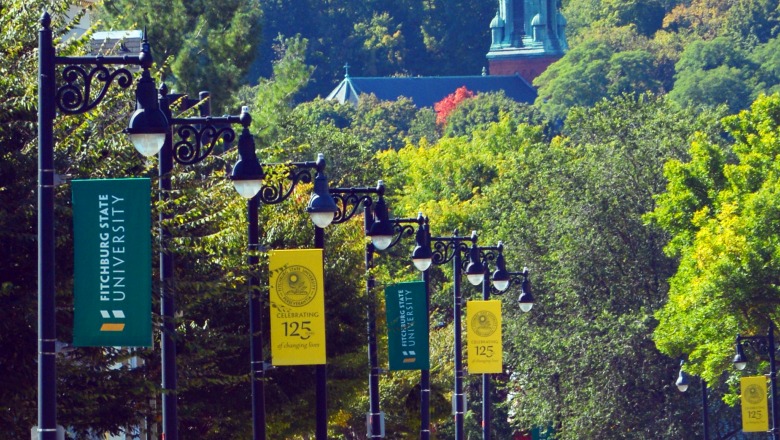 Image of university banners along North Street