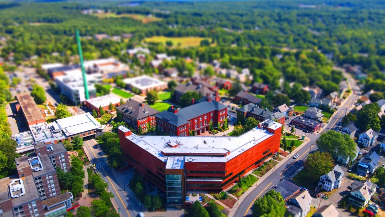 Aerial view of university campus