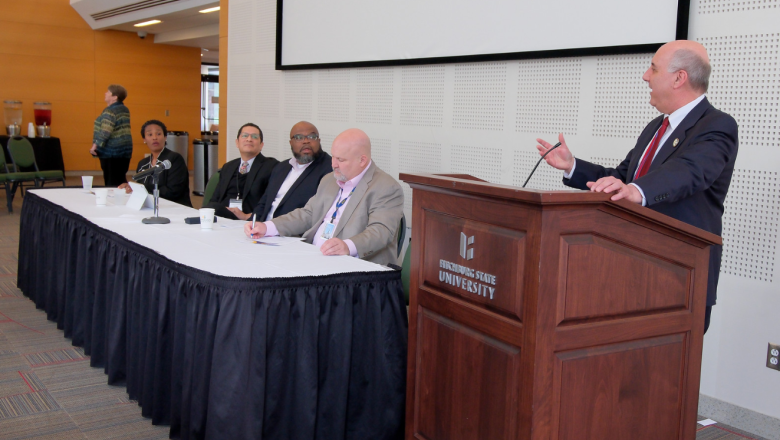 President Lapidus and guests at Early College Convening