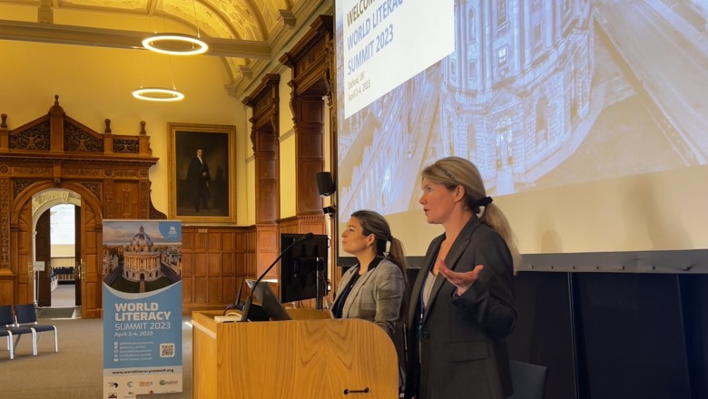 Faculty members Lyndsey Benharris and Katy Covino present at the World Literacy Summit at Oxford University, Spring 2023