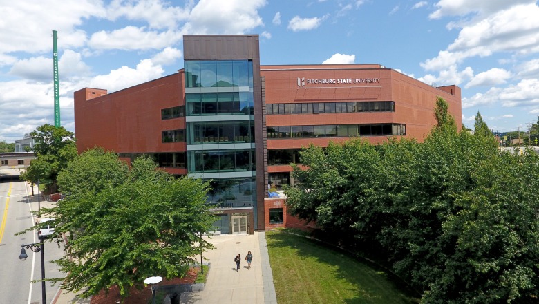 Drone photo of Hammond Hall from Pearl and North streets