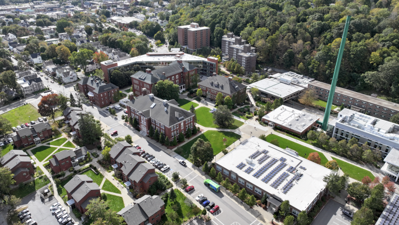 Drone shot of main quadrangle October 2023