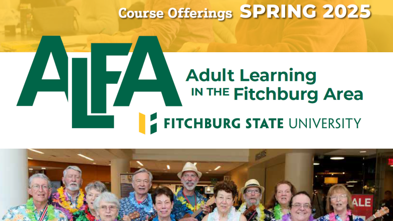 Photo of ALFA Spring brochure cover men and women with ukuleles