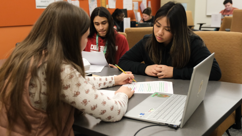 Students from Fitchburg High in writing lab