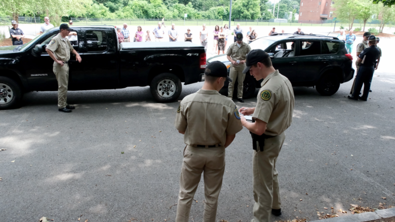 Police program students perform accident reconstruction