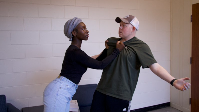 Actors rehearse for Spring 2025 theater production