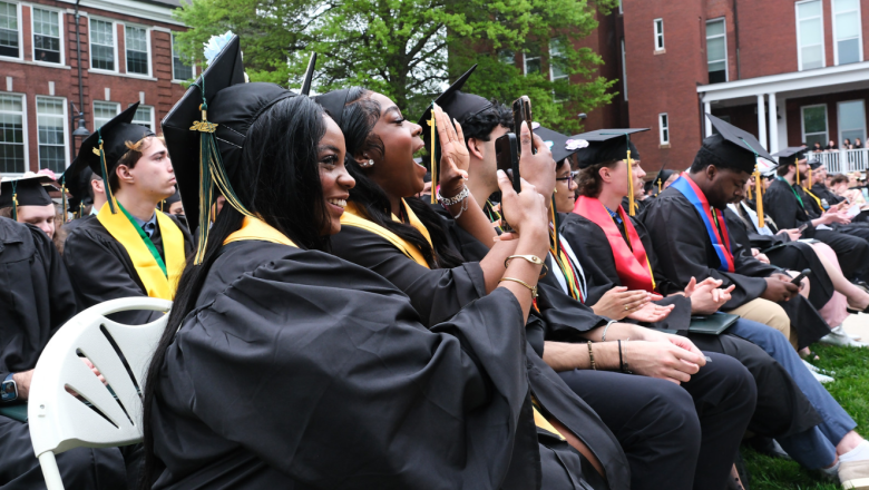 Graduating students cheer at undergraduate commencement Spring 2025