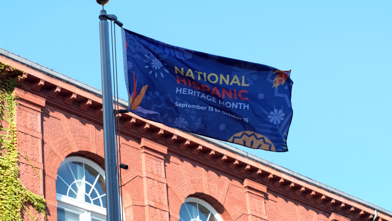 Hispanic Heritage Month flag flying out on campus