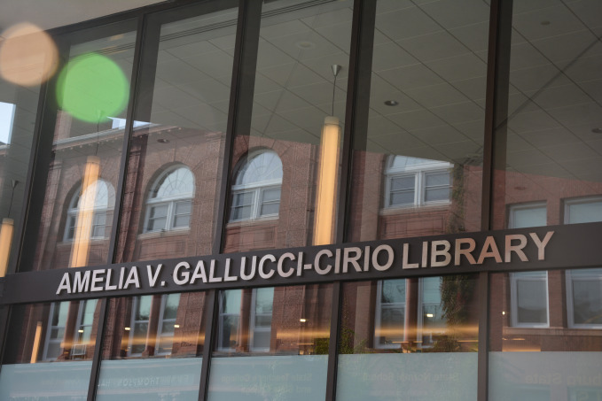 A shot of the library glass up close. 