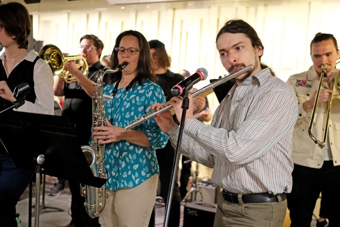 Jazz band performing in the falcon hub