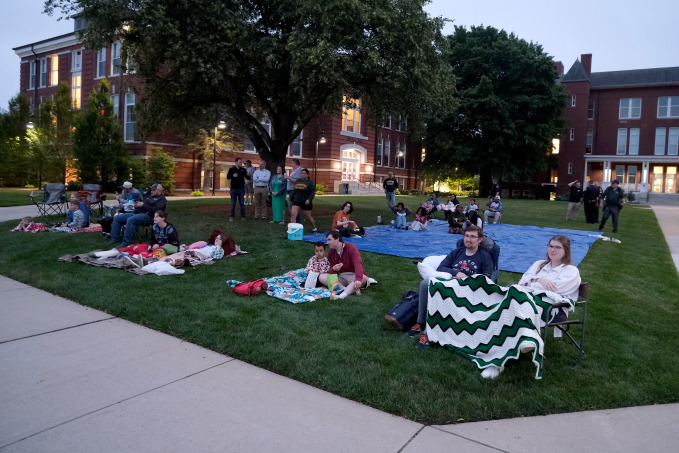 People gather on the quad for the Summer Series events