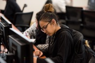 Mathematics student at desk