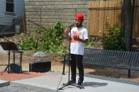 Student Nasih Thomas at Abolitionist Park groundbreaking