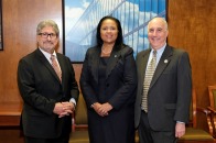 Mayor DiNatale, Trustee Sheila King-Goodwin and President Lapidus at swearing-in