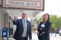 President Lapidus and Secretary of Economic Development Yvonne Hao touring theater block downtown