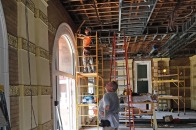 Worker and supervisor in Thompson Hall lobby